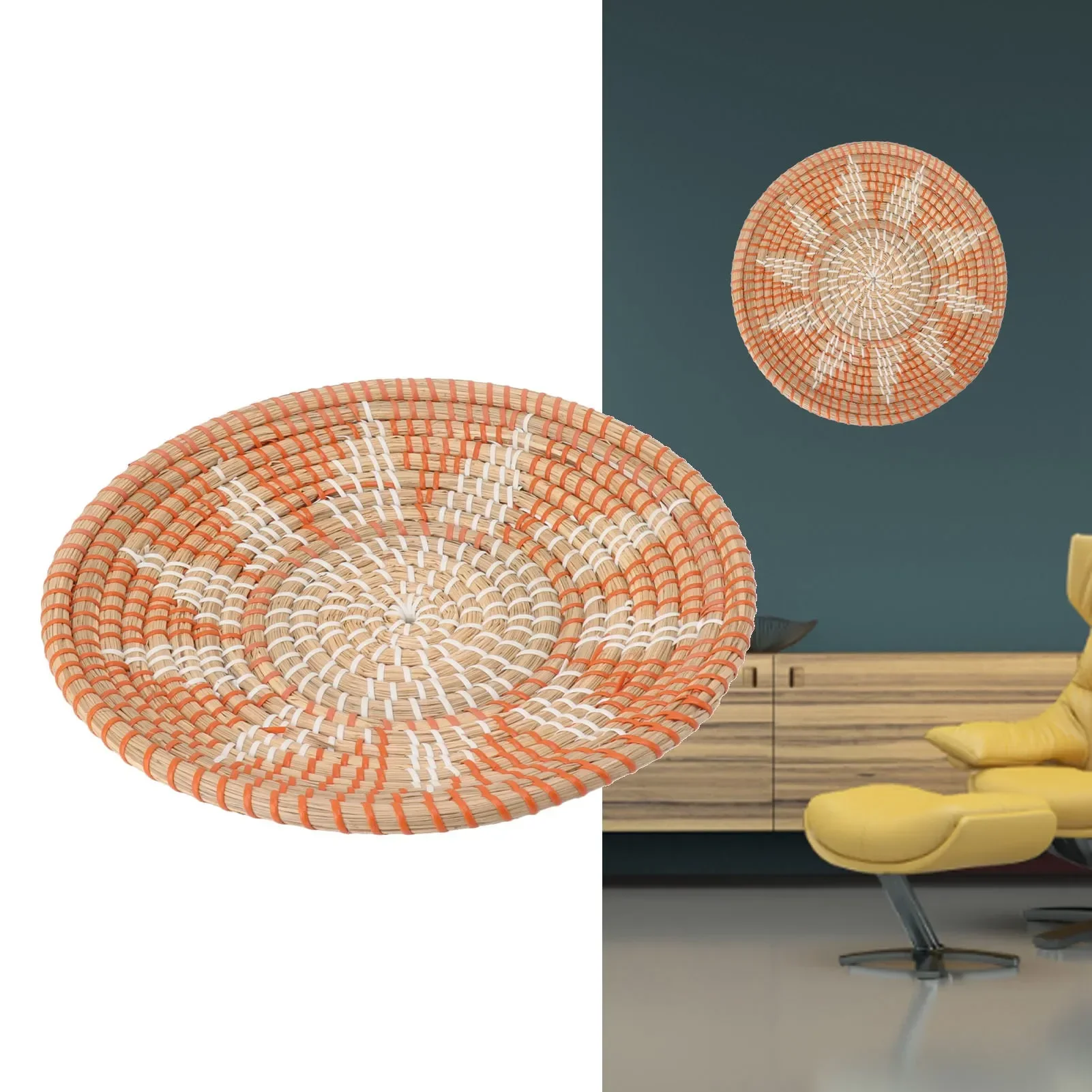 Basket Bag Wicker - Round Grass Wall Ornaments 35cm Diameter