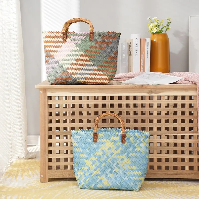 Vintage Bamboom Handle Rattan  - Basket Bag Wicker 评论和价格