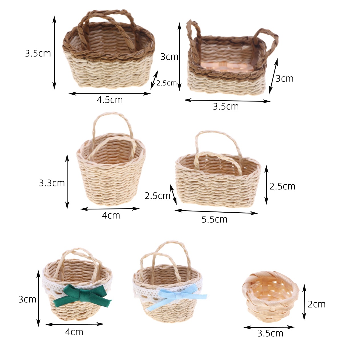 1Pc Dollhouse Handwoven Lafite - Basket Bag Wicker 评论和价格