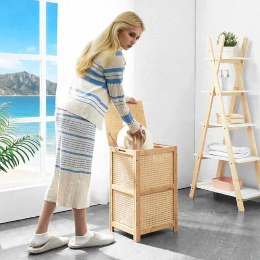 Bamboo Wicker Laundry Hamper B - Basket Bag Wicker 评论和价格