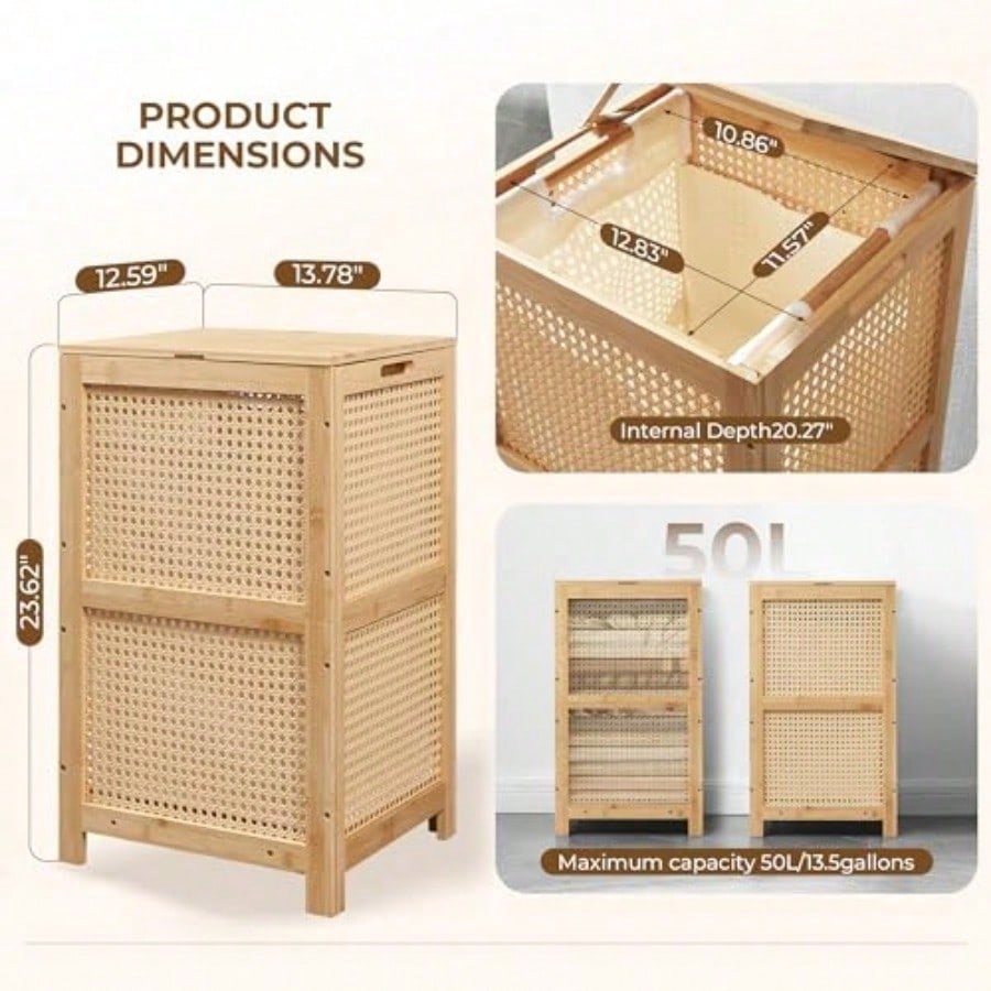 Bamboo Wicker Laundry Hamper B - Basket Bag Wicker 评论和价格