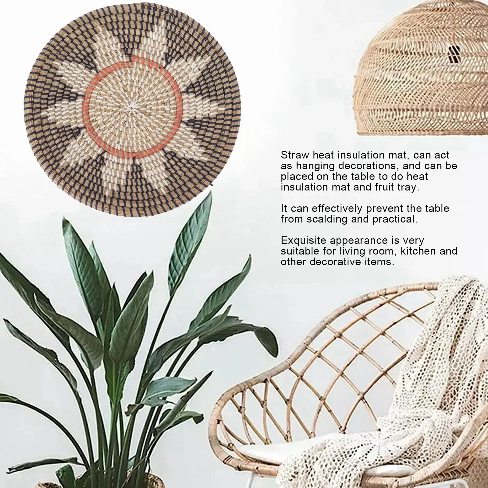 Round Grass Wall Ornaments 35c - Basket Bag Wicker 评论和价格