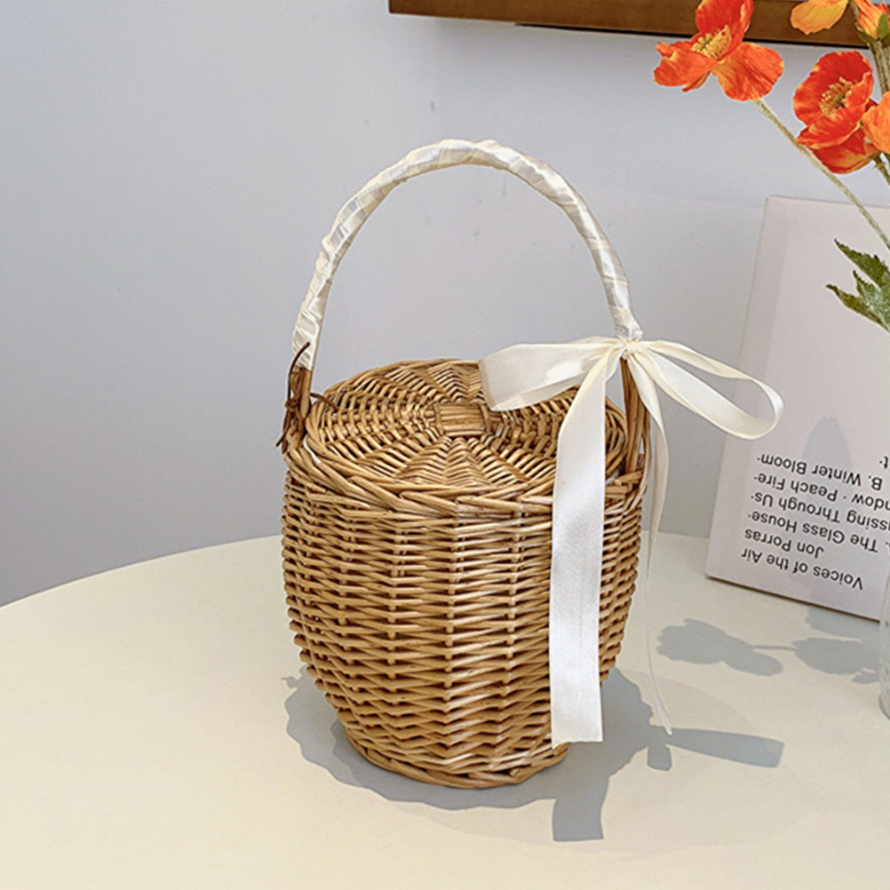 French Style Woven Handheld Pi - Basket Bag Wicker 评论和价格