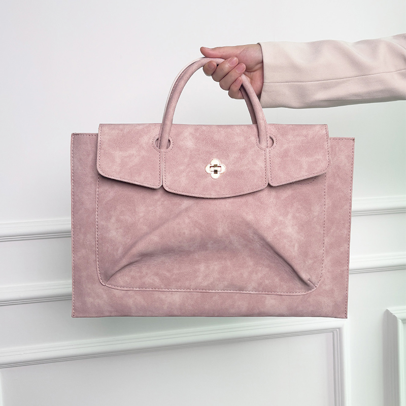 Elegant Pink PU Leather Laptop - Women Hand Bags For Office 评论和价格