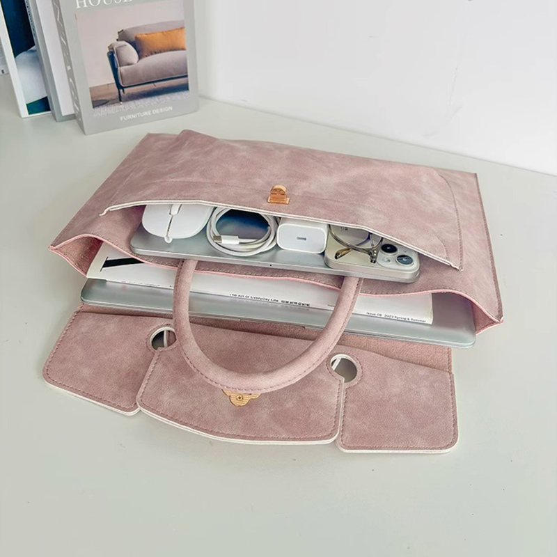Elegant Pink PU Leather Laptop - Women Hand Bags For Office 评论和价格