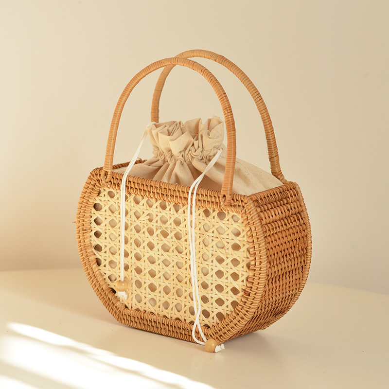 Casual Hollow Rattan Basket Ba - Basket Bag Wicker 评论和价格