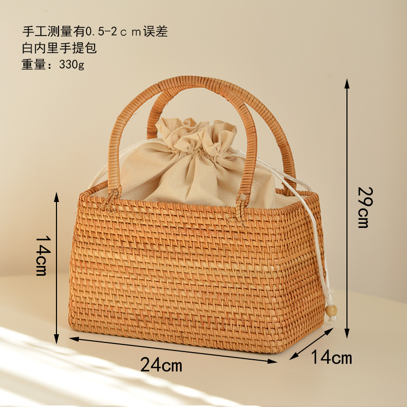 Casual Hollow Rattan Basket Ba - Basket Bag Wicker 评论和价格
