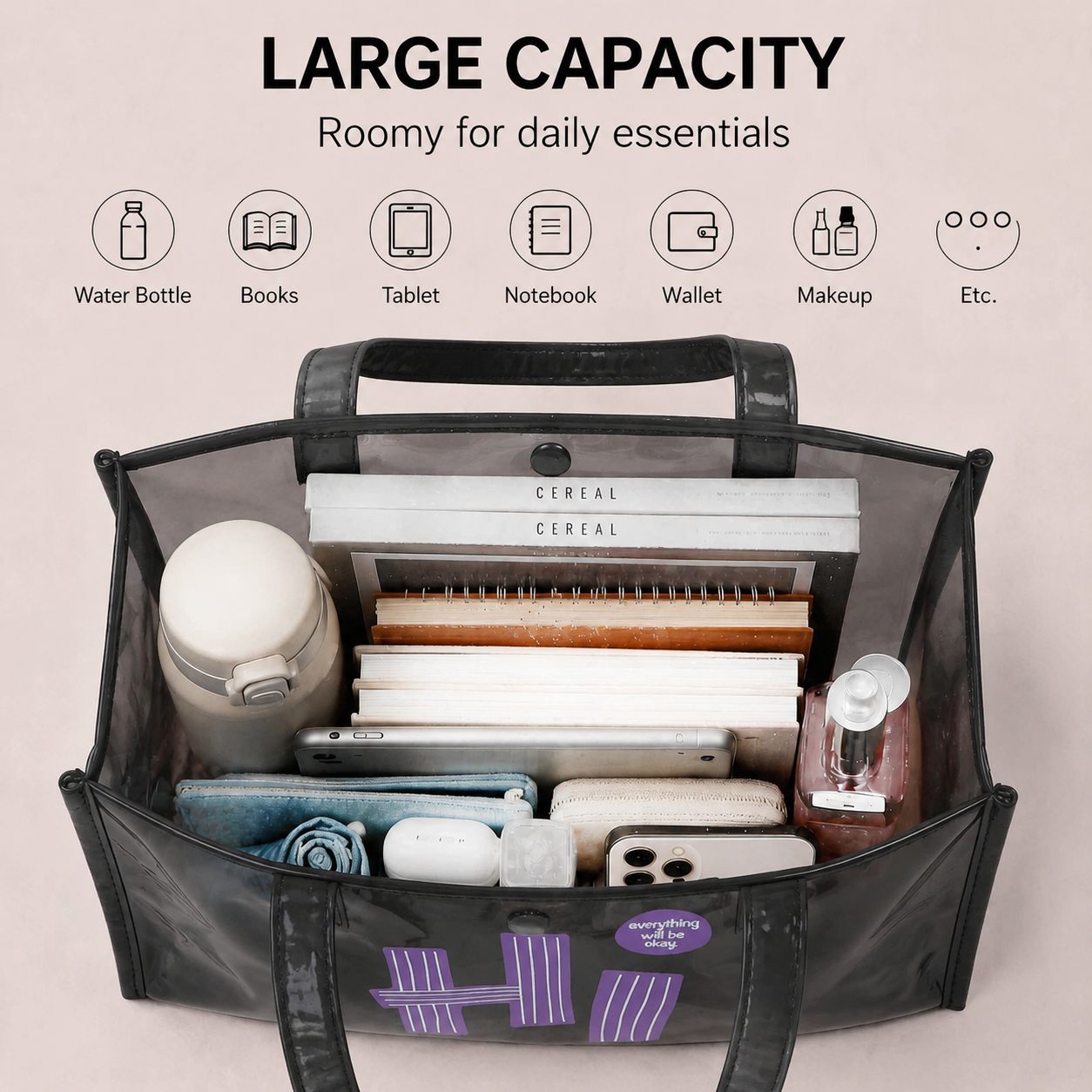 Women Transparent PVC Tote Wat - Women Bags Lv 评论和价格