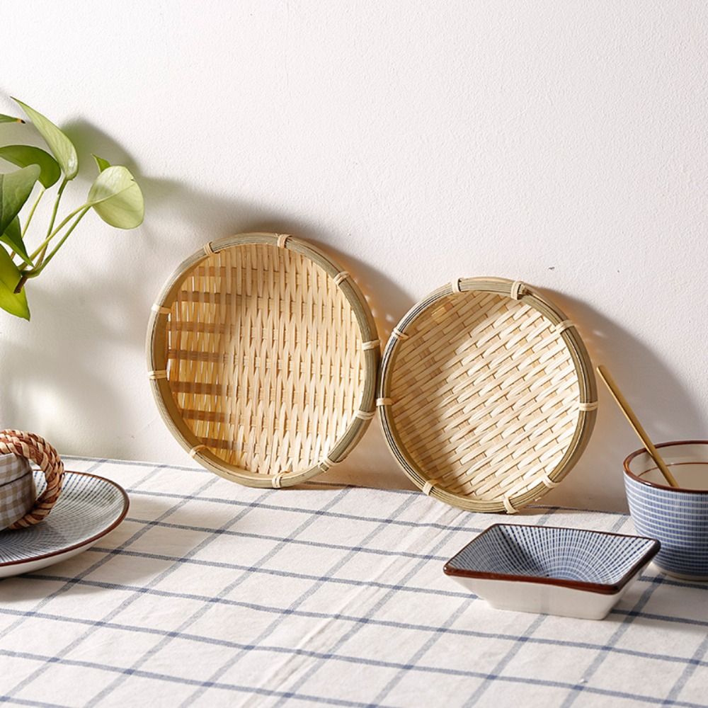 Handmade Woven Bamboo Tray Bam - Basket Bag Wicker 评论和价格