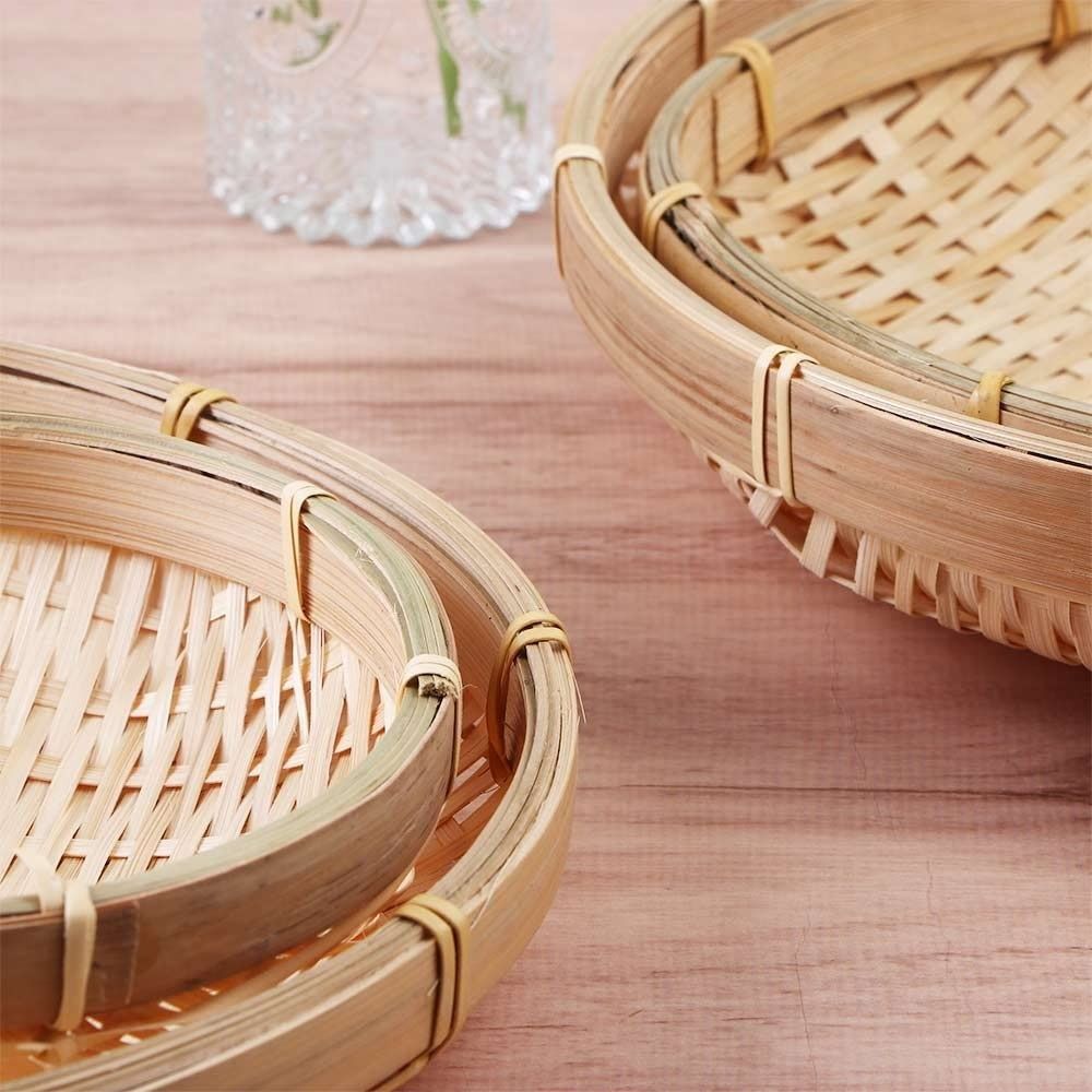 Handmade Woven Bamboo Tray Bam - Basket Bag Wicker 评论和价格