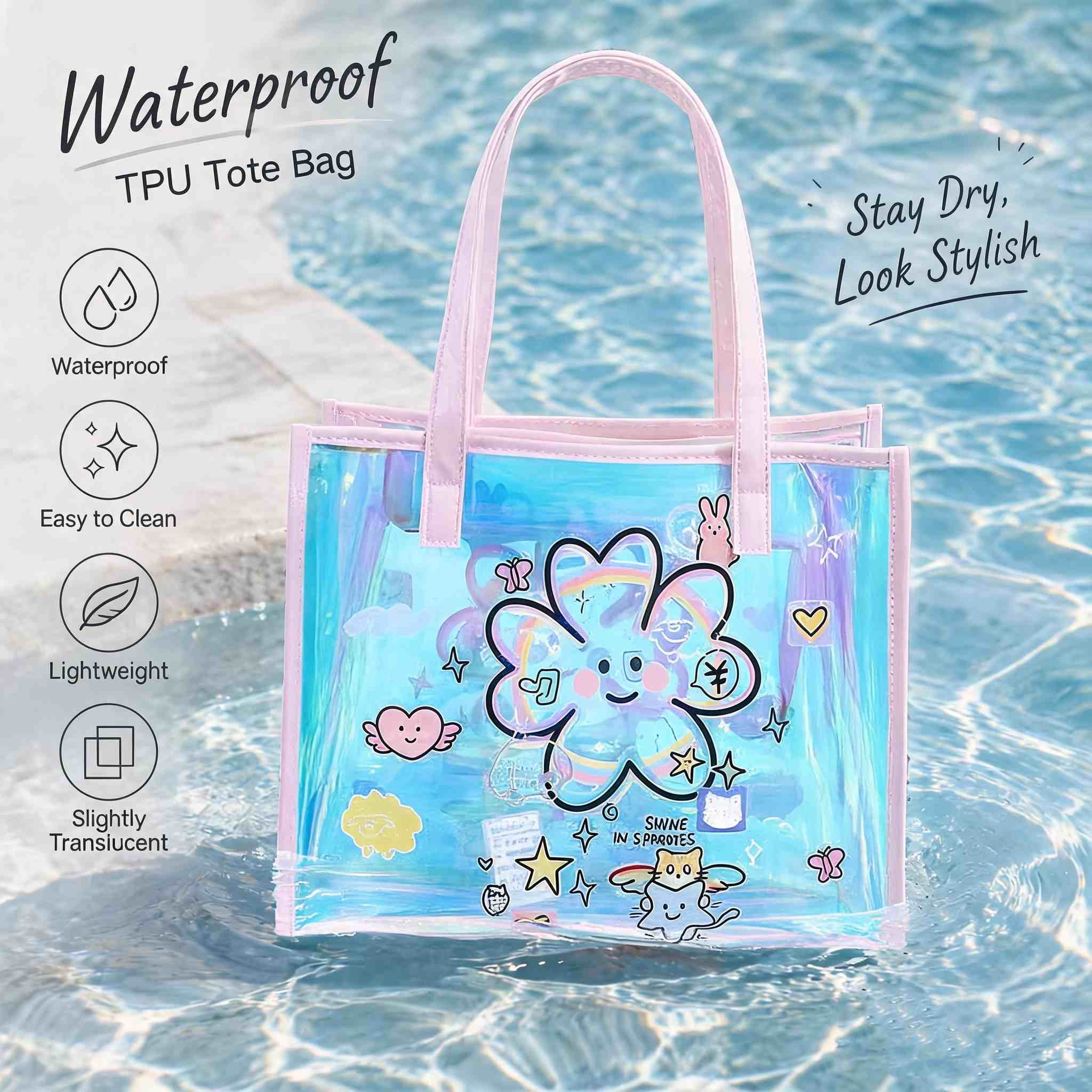 Women Holographic Clear Tote B - Women Bags Lv 评论和价格