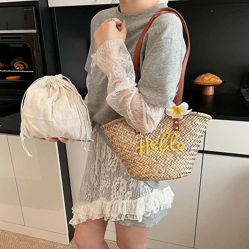 Casual Wicker Woven Basket Bag - Basket Bag Wicker 评论和价格